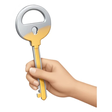 hand with a key, focus on fingers and key, emoji style sticker