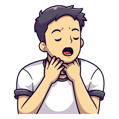 man grabbing his neck  sticker