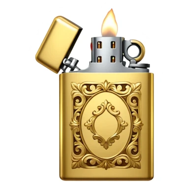 Vintage gold lighter from the Lighter and Princess drama, cinematic lighting, hyper-realistic sticker