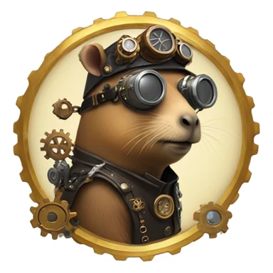 capybara steampunk 3/4 turn sticker