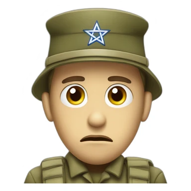 sad upset jewish combat solider magen david face sticker