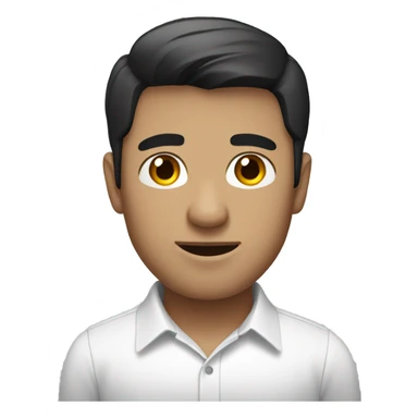 office guy, black short hair, white shirt sticker