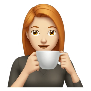Ginger hair and grey eyes woman drinking coffee  sticker