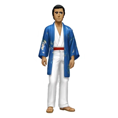 tony montana avec un kimono bleu  sticker