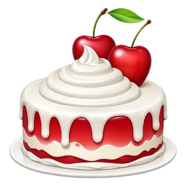 cherry on a whipped cream cake, apple emoji style, clear and recognizable, no text sticker