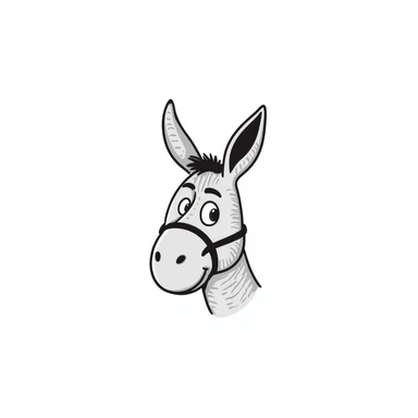 a donkey with its left eye pointed to the left and right eye pointed to the right sticker