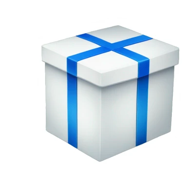 "white box with blue illustrations and bold 'B' logo in the middle, placed beside a vibrant green Christmas tree. sticker