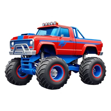 Avenger - Monster Jam (Model Year: 2021) (Iconic colour: Blue and red) - A dynamic monster truck with a split-color scheme: predominantly blue accented by bold red elements. Focus on strong, angular lines and vivid contrasting colors that evoke high energy and a futuristic, rebellious style. sticker