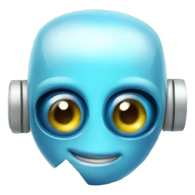 cute blue big-eyed robot holding money sticker