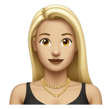 white woman with straight blonde hair wearing gold necklace and small gold stud earrings sticker