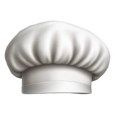 Generate a chef's hat emoji. The hat should be white, with a traditional mushroom shape and realistic details. Make sure the emoji is clear and recognizable. sticker