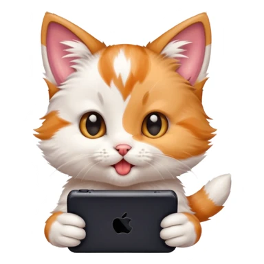 little kitten playing video games really hard with tongue out sticker