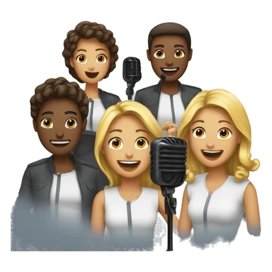 team mixed gender singing into microphone sticker