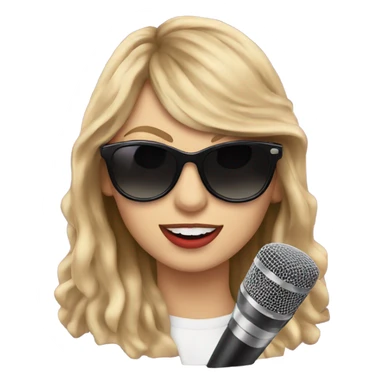 taylor swift with a microphone and sunglasses  sticker