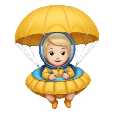 Skydiving baby with parachute and UFO sticker