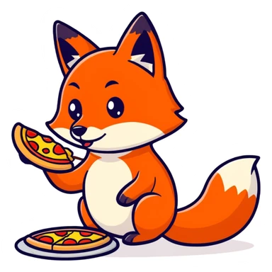 Red fox eating pizza sticker