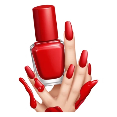 hand with painted nails and nail polish bottle sticker