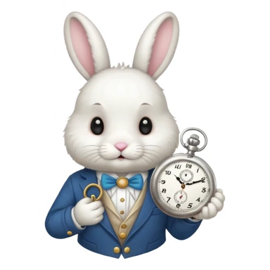 white bunny with a clock on his hand sticker
