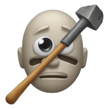 an emojie with fossil hammers for the eyes sticker