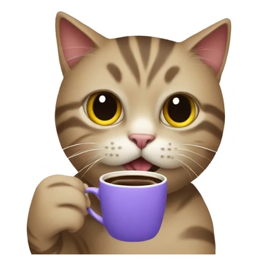 Cat holding a Coffee cup  sticker