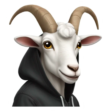 Goat with a big brain wearing black hoodie  sticker