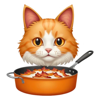 simple cat with a pan of bacon sticker