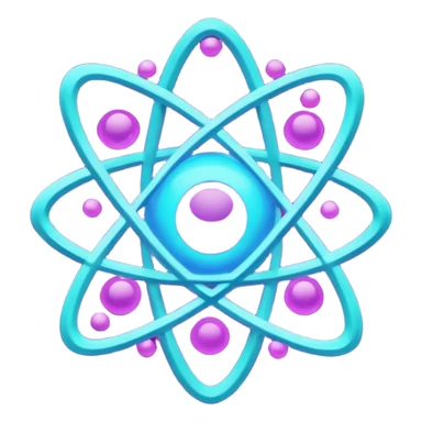glowing atom, neon purple (#8B5CF6) and cyan (#00E0FF) glow, representing Atom team creativity and innovation, clean tech design, no face, 1:1 aspect ratio sticker