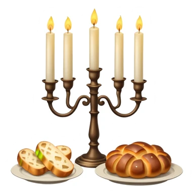 Shabbat two candles in candlesticks and halal bread  sticker