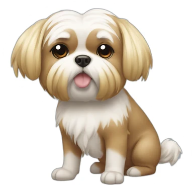 Shitzu golden and white with pig tails sticker