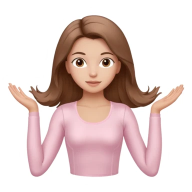 brown hair girl wearing light pink pilates clothes, silk beautiful medium hair and brown eyes sticker