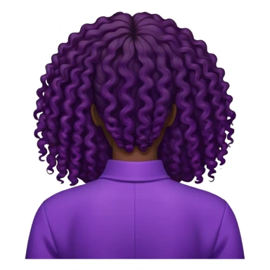 Black long curly hair lady with purple clothes from the back sticker
