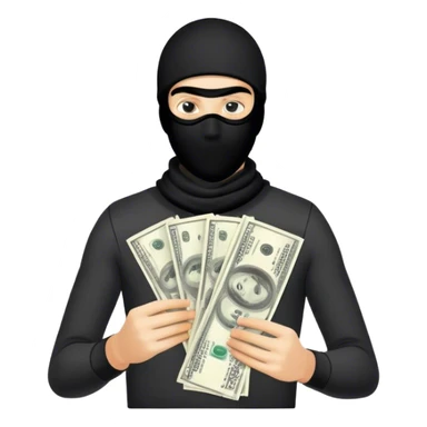 young man with a ski mask doing a money spread sticker