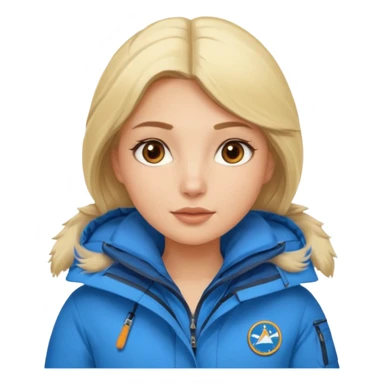 Luxury blonde model, brown eyes, polar explorer, blue clothes sticker