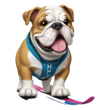 English bulldog skiing sticker