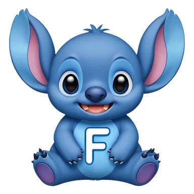 Stitch with the alphabet f sticker