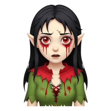 woman elves zombie with black hair sticker