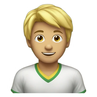 Boy with banner written "Come on Sara !" sticker