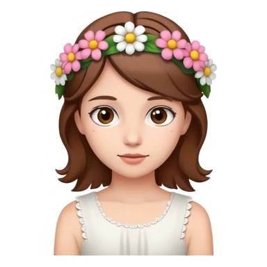 Girl wearing flower headband with brown hair sticker