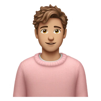 White skin boy and brown hair with pink pastel sweaters  sticker