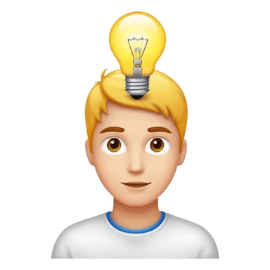 person with light bulb above head, healthy glowing person sticker
