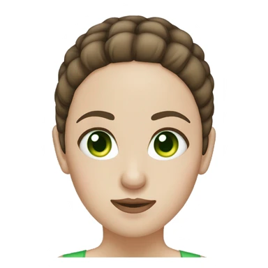 female brunette with green eyes, white skin and a bun, face palming sticker