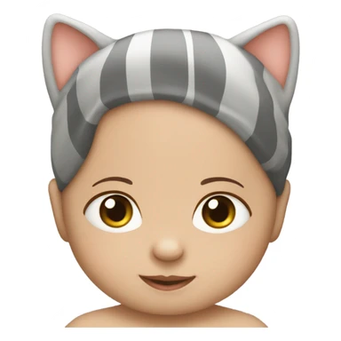 Baby sking with family of four, and grey striper cat sticker