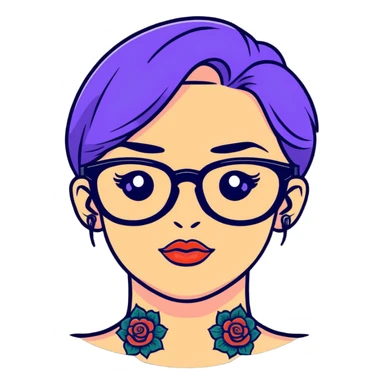 woman face with tattoos wearing glasses sticker