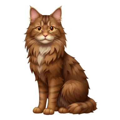 A high-resolution photo-realistic digital illustration of a brown maine coon cat, full body noble maine coon sticker