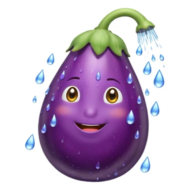 an eggplant taking a shower sticker
