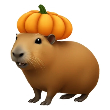 Capybara with pumpkin on head sticker