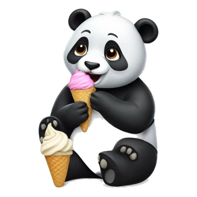 Panda eating ice cream sticker