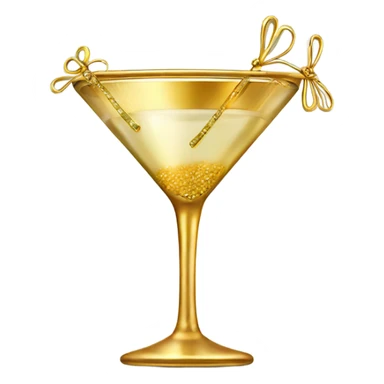 gold rimmed martini glass with tiny gold bows sticker