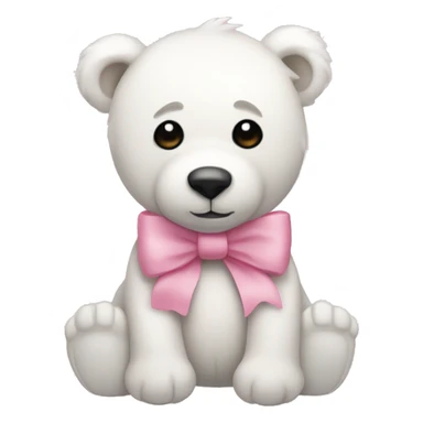 White teddy bear pink bow sticker