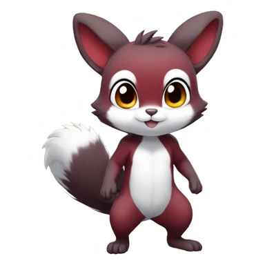 Cute, Chibi, Kemono-style, Anthro, Fur-Sona, Dark-Red, Squirrel-Rabbit-hybrid-Fakémon, full body sticker
